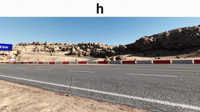 a picture of a road with the letter h on the bottom