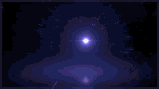 a purple light is shining on a dark background with a white arrow pointing to the right