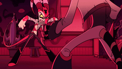 a cartoon character is kicking another cartoon character