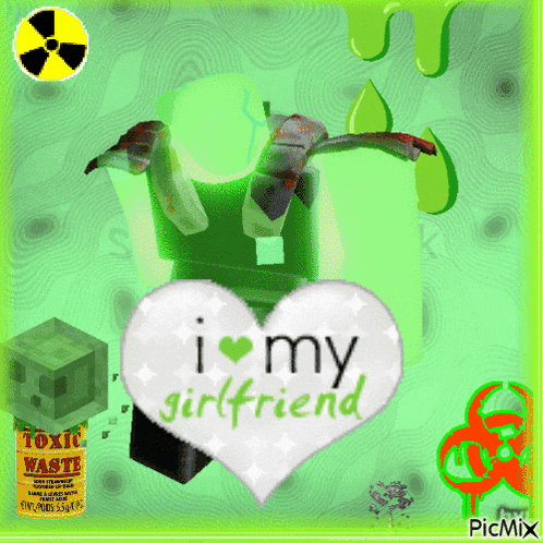 a picture of a minecraft character with a heart that says i love my girlfriend