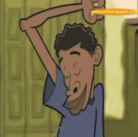 a cartoon of a man holding a pencil over his head with the letters a and b visible