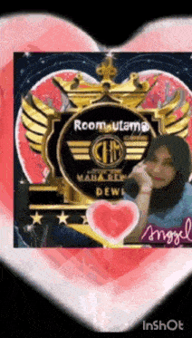 a picture of a woman with a heart in the background and a logo that says room utama