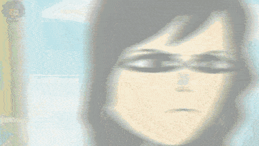 a close up of a cartoon character with a serious look on her face