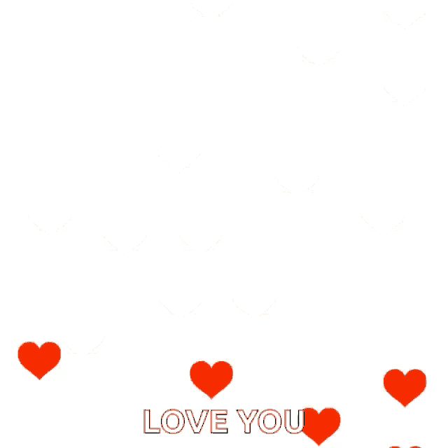 a white background with red hearts and the word love you