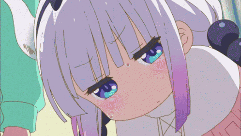 a cartoon of a girl with white hair and red rays coming out of her eyes