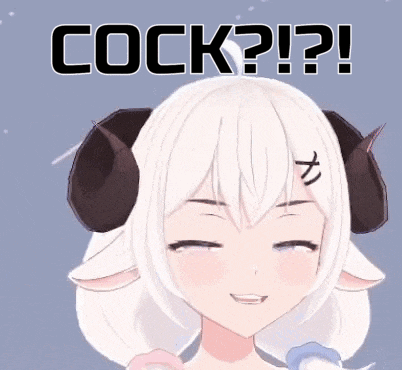 a cartoon girl with horns and the words cock ?