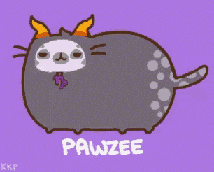 a cartoon cat with pawzee written on the bottom