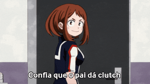 a picture of a girl with the words confia que o pai da clutch above her