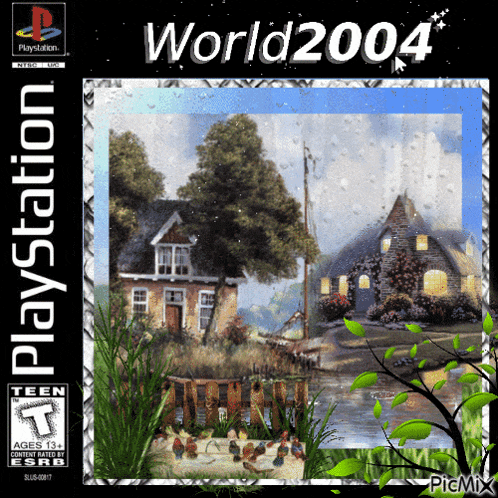 a playstation game called world 2004 has a picture of a house and gnomes