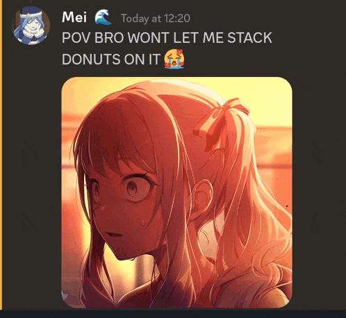 a picture of a girl with a caption that says mei today at 12:20