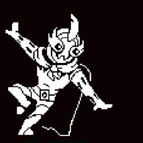 a pixel art drawing of a superhero with his arms outstretched .