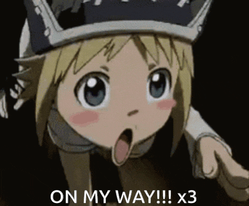a girl with a crown on her head is pointing at something with the words on my way !! x3