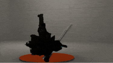 a 3d model of a futuristic weapon with a blue light on the blade