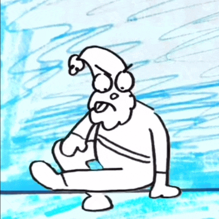 a black and white drawing of a cartoon character
