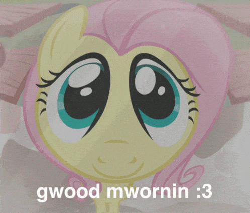a picture of a pony with the words gwood mwornin : 3 written below it