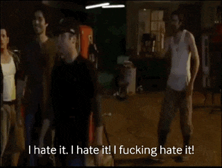 a group of people fighting with the words i hate it i hate it and i fucking hate it