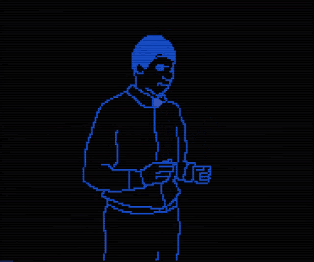 a pixel art drawing of a person with blood coming out of their mouth