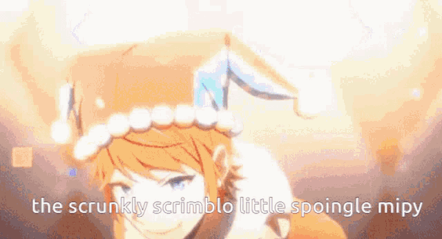 a picture of a person with the words the scrunkly scrimblo little spoingle mipy on the bottom