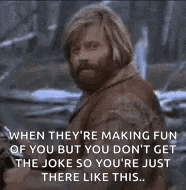 a man with a beard says when they 're making fun of you but you don 't get the joke