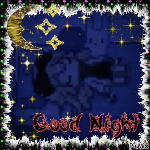 a picture with a crescent moon and the words good night