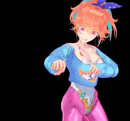 a girl with orange hair is wearing a blue sweater that says ice