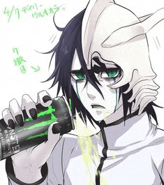 a man in a helmet is drinking from a monster energy drink .