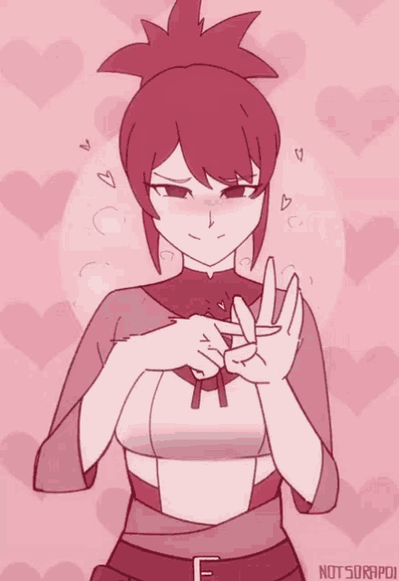 a drawing of a girl with hearts in the background has the letter f on the bottom right