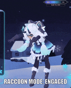 a picture of a cartoon character with the words raccoon mode engaged on the bottom