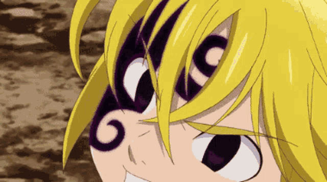 a close up of a person 's face with a purple circle on it