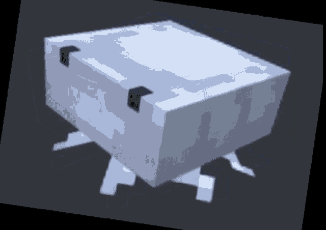 a 3d model of a white block with black corners