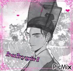 a black and white drawing of a man with the words babygirl on the bottom