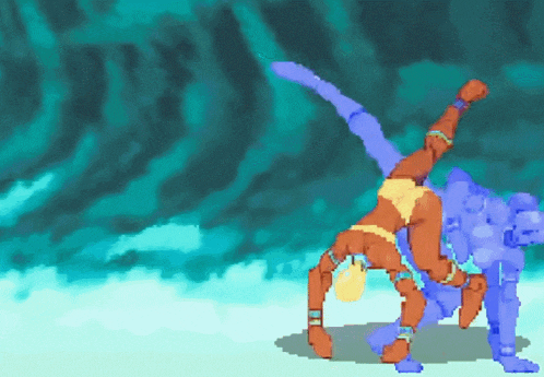 a pixel art illustration of a man doing a handstand
