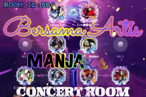 a purple background with the words " room id 500 " and " manja kali "