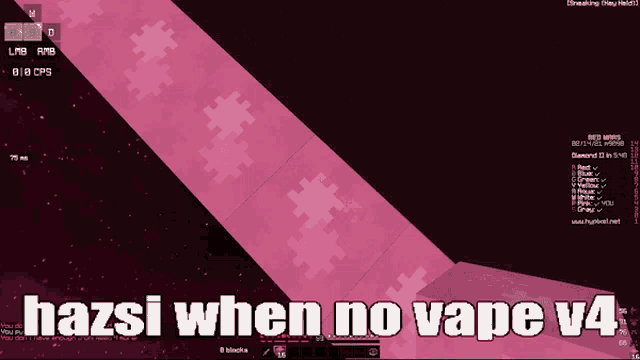 a screenshot of a video game with the words " hazsi when no vape v4 "