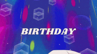 a colorful background with the word birthday in white