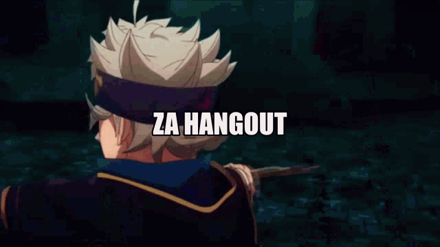 a black clover character with a headband that says za hangout on it