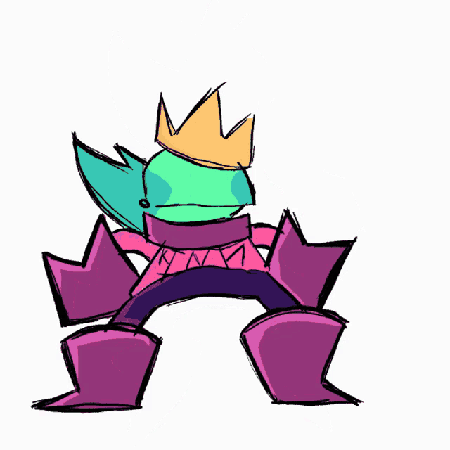 a drawing of a cartoon character with a crown on its head