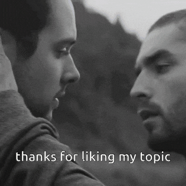 a black and white photo of two men with the words thanks for liking my topic at the bottom