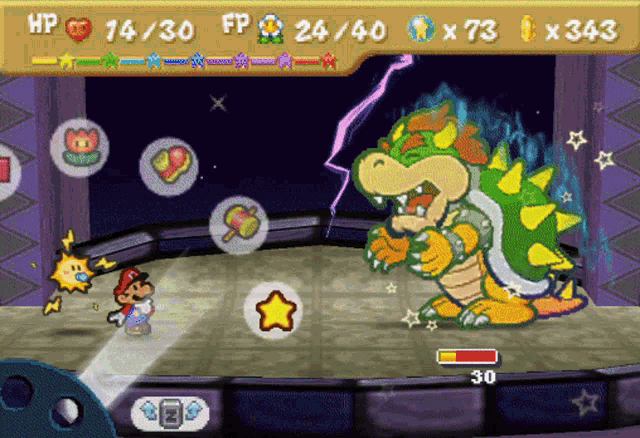 a screenshot of a video game with a character named mario and bowser