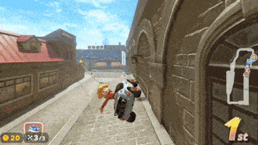 a video game is being played and the number 1 is on the screen