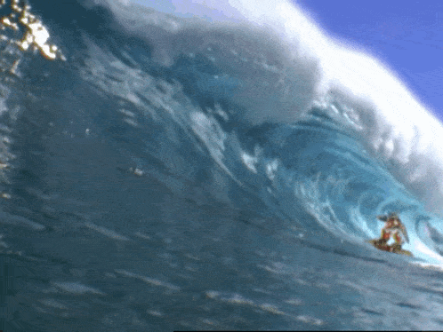 a surfer rides a wave in the ocean
