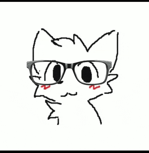 a black and white drawing of a cat wearing glasses and making a face .