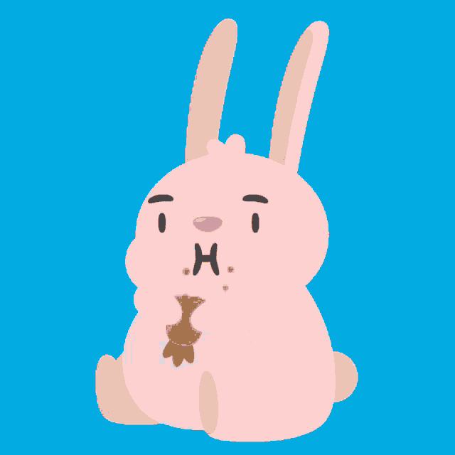 a cartoon rabbit is eating a carrot with its mouth wide open