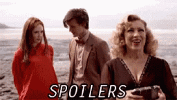 a group of people standing on a beach with the words spoilers written on the bottom .