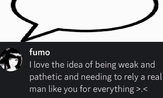 a picture of a girl with a speech bubble that says " fumo " on it