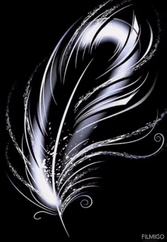a black background with a white feather and the word filmigo on the bottom