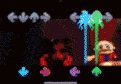 a pixel art of a clown flying through the air with the word falcon written above him .