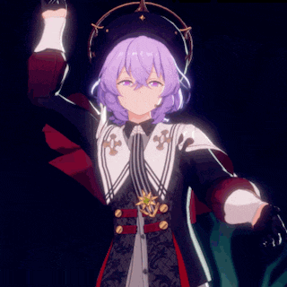 a girl with purple hair is wearing a black hat with a star on it
