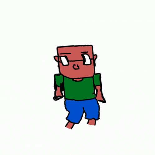 a drawing of a minecraft character with glasses and a green shirt
