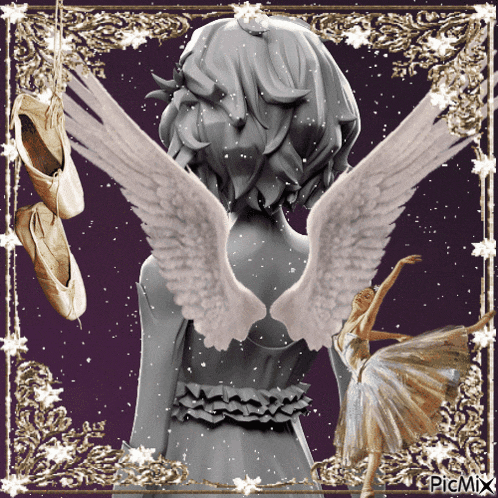 a picture of a woman with angel wings and a picture of a ballerina